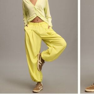 Anthropologie Yellow Track Pants with Elastic Waistband